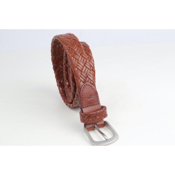 Brown Braided Leather Belt Woven Buckle Casual Men's Dress Belt Size 36 / 90 - Picture 4 of 11